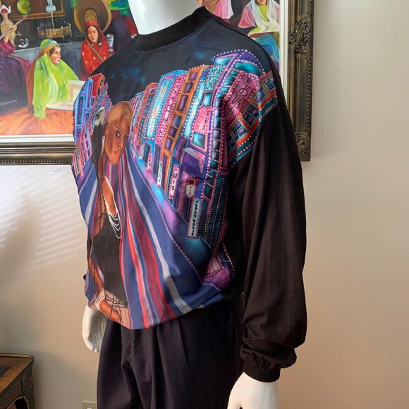 Siddartha Tytler Blue Tafetta Jersey Digital Printed Jumper - Picture 3 of 7